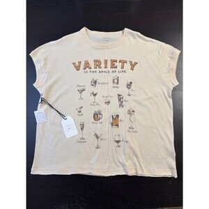 CLEO + RIVER 'Variety' Short Sleeve Tee in Cream